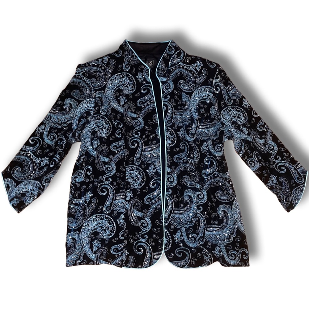 Teal paisley desires blazer